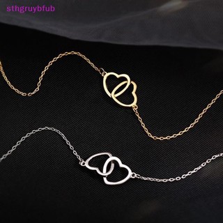 Sthb cá nhân hóa đơn giản đôi trái tim choker vòng cổ cho phụ nữ mặt dây chuyền trái tim rỗng vòng cổ xương đòn chuỗi cô gái quà tặng trang sức vn