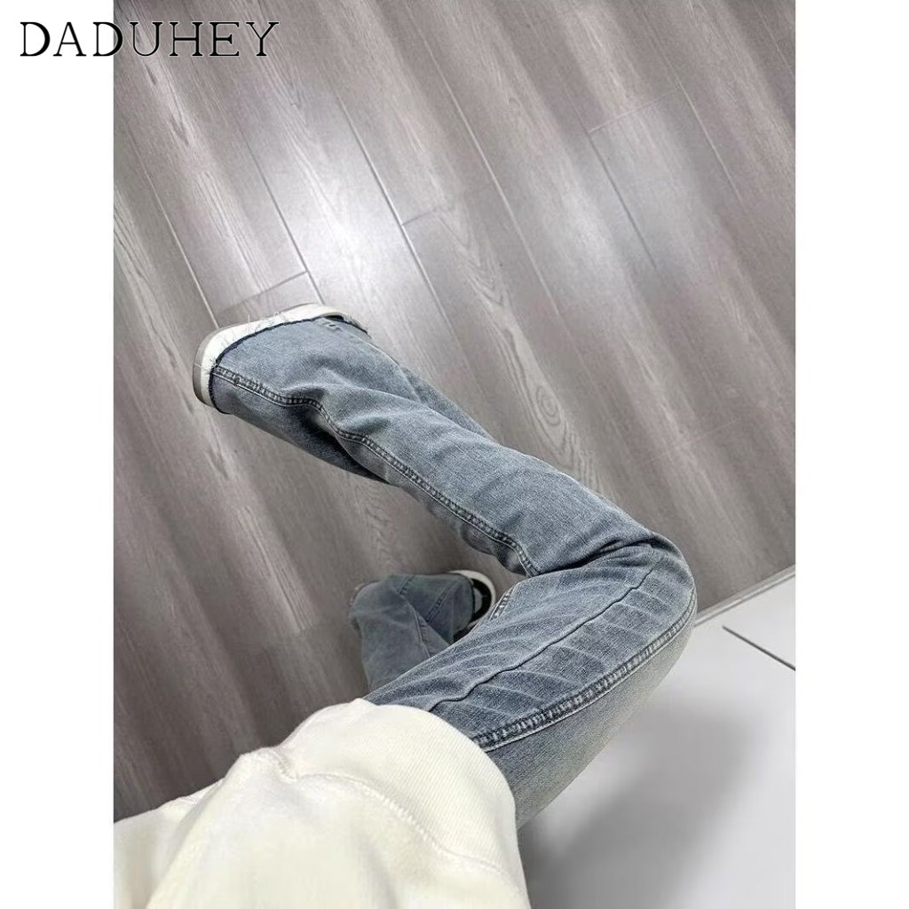Ảnh DaDuHey New American Ins High Street Washed Micro Flared Jeans Niche High Waist Wide Leg Pants Trousers 2