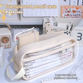 Ins simple pencil case trong suốt dung lượng lớn túi đựng bút không thấm nước hàn quốc cho sinh viên hộp lưu trữ văn phòng phẩm cung cấp trường học