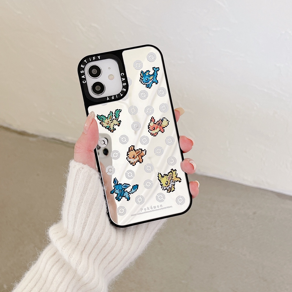 Gương Pokémon Pikachu 8bit Pixel Dễ Thương Anime Nhật Bản Hoạt Hình Trò Chơi Vỏ Cứng Vỏ Tương Thích Cho iPhone 16 Pro Max Plus 15 / 14 / 13 / 12 / 11 / X / XS / XR / SE / 8 / 7 / 6