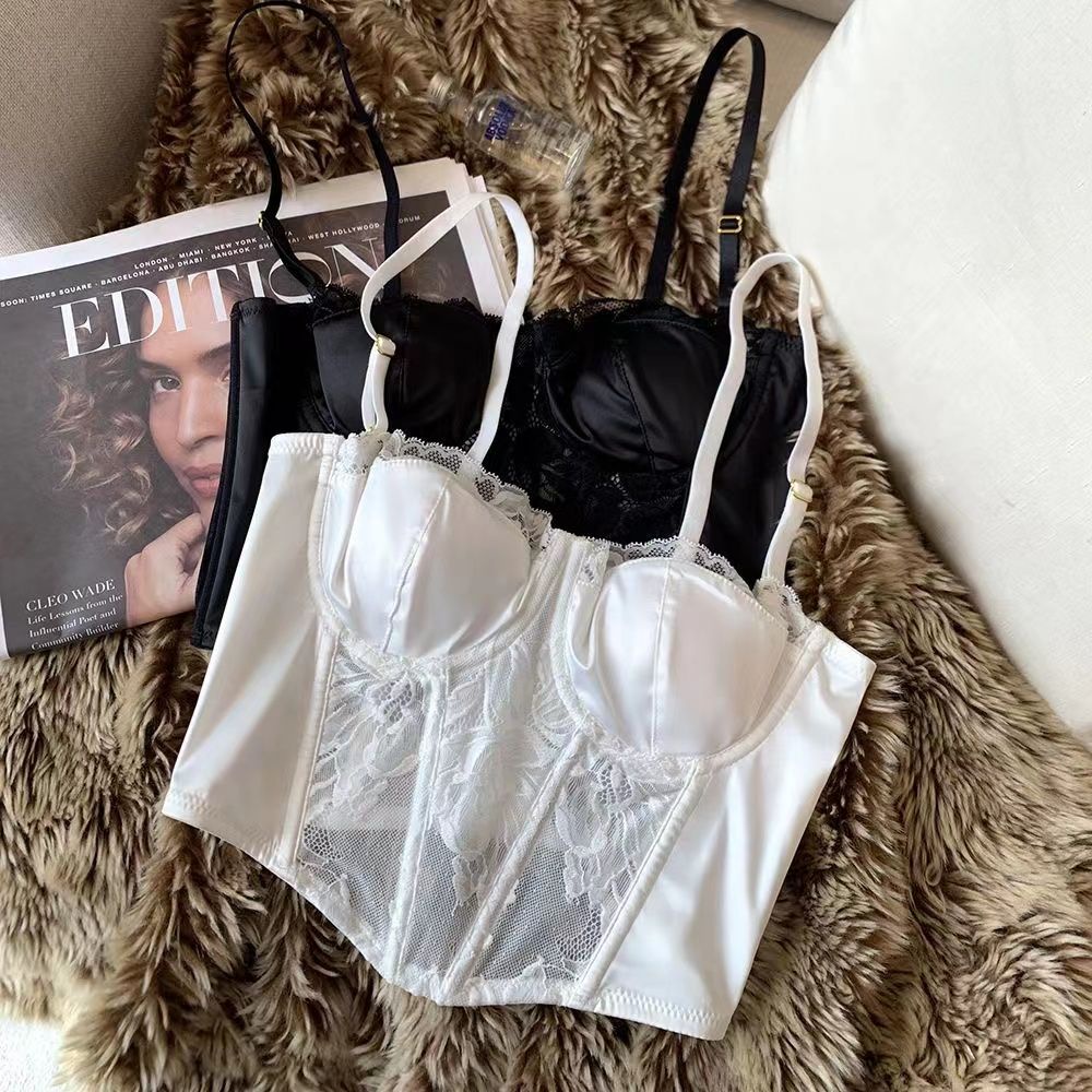 Áo Bra Corset Lụa Cao Cấp Gọng Mềm Mút Mỏng Móc Cài Sau Sang Chảnh