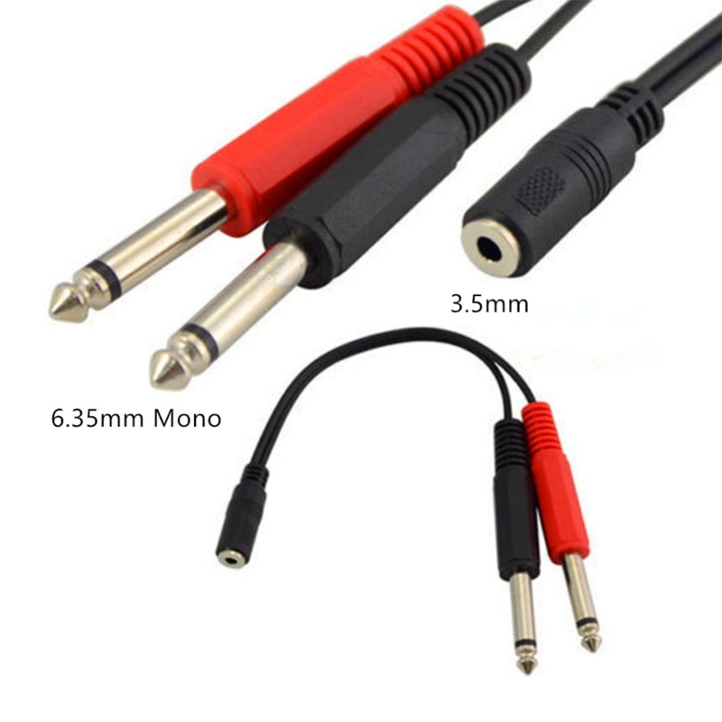Cáp HSV 3 5mm đến 2x6 35mm Cáp Chia 2 Mono 6 5 Jack đến 3 5 Nam Cho Điện Thoại Trộn Khuếch Đại Loa 6 35mm