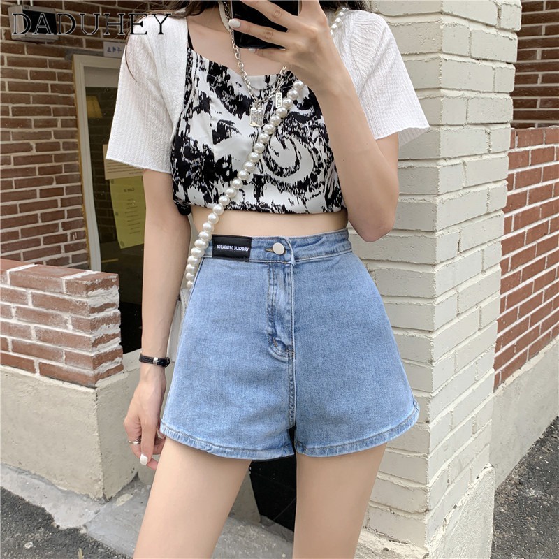 Ảnh Quần đùi DADUHEY denim lưng cao dáng chữ A co giãn phong cách Hàn Quốc size lớn thời trang mới dành cho nữ 2