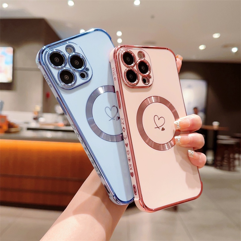 Ốp Điện Thoại Mạ Từ Tính Sang Trọng Cho iPhone 13 14 Pro Max 14 Plus