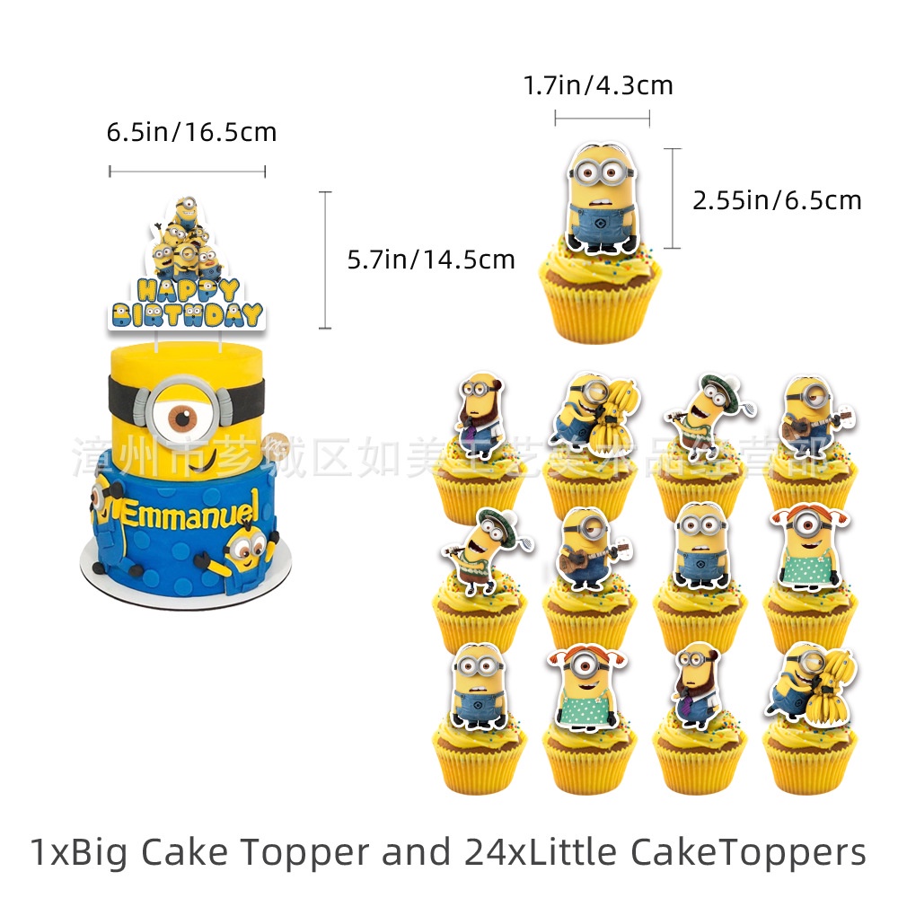 ST2 Despicable Me Minions Chủ Đề Trẻ Em Sinh Nhật Trang Trí Biểu Ngữ Bánh topper Bóng Bộ Cung Cấp TS2