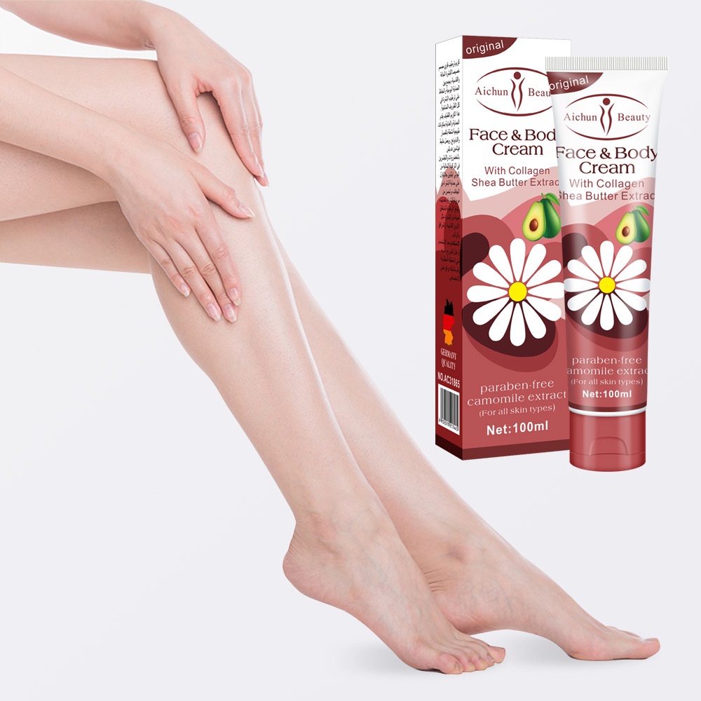 Kem Làm Trắng Da  Body Face & Body Cream 100ml Triết Xuất Từ Hoa Cúc Và Bơ Làm Da Trắng Sáng, Mềm Mịn Da Aichun Beauty