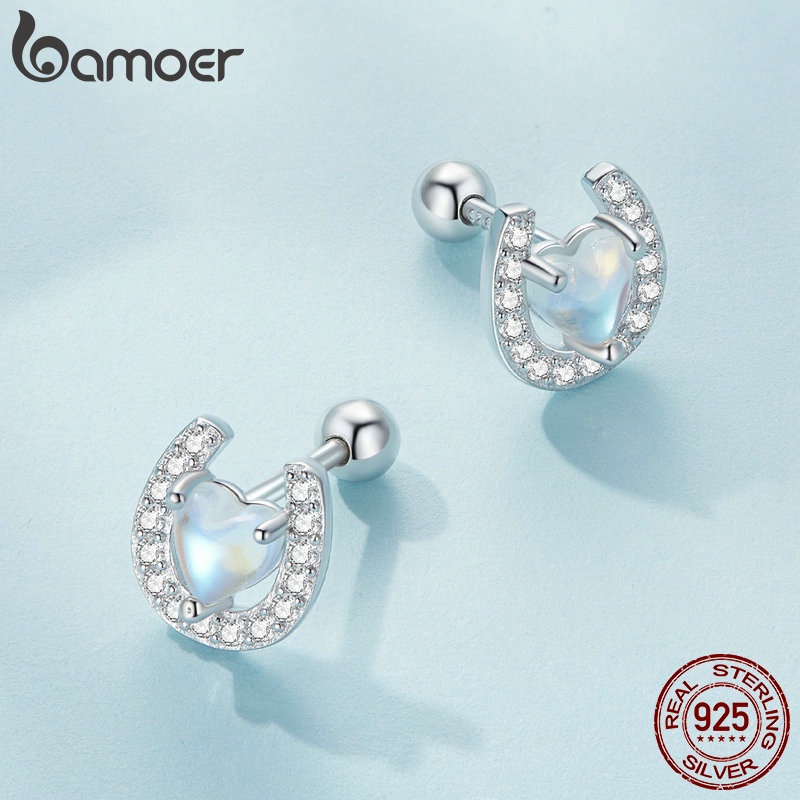 Bamoer Bông Tai Bạc 925 Hình Móng Ngựa sce1612