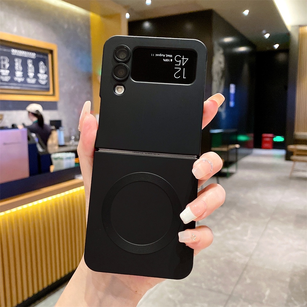 Ốp điện thoại thời trang bảo vệ cho Samsung Galaxy Z Flip 6 5 4 3 5G Ốp điện thoại chống sốc cho Galaxy Z Flip6 phong cách tối giản Với vỏ điện thoại hút từ tính