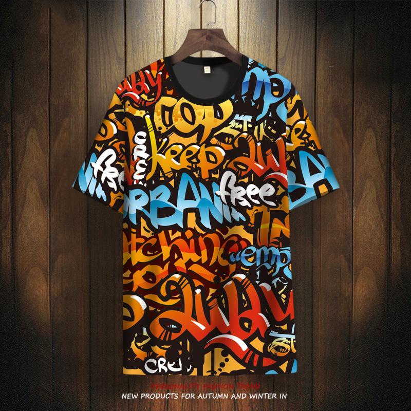 Áo Thun Mỏng Ôm Dáng Mau Khô Họa Tiết Graffiti Phong Cách Trung Hoa Thời Trang Mùa Hè Cho Nam