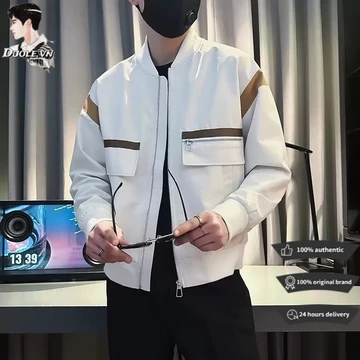 【3 Colors】Áo Khoác Thời Trang Xuân Thu Phong Cách áo khoác nam unisex áo khoác nam đen Chất lượng cao đa túi thiết kế cảm giác dây kéo cắt màu áo Hàn Quốc áo khoác nam thời trang Mới Cho Nam áo khoát 