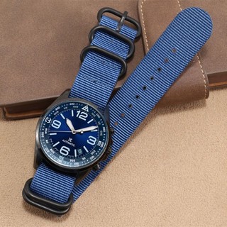 Dây Đồng Hồ Quân Đội ZULU NATO 18mm 20mm 22mm 24mm Với Khóa Đen Bạc