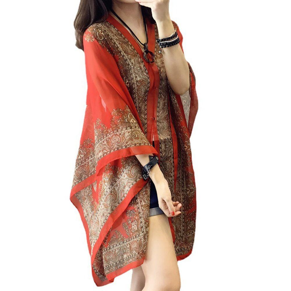 Khăn choàng đi biển BRARAA, Khăn choàng voan một kích thước, Áo thun cổ chữ V Boho thời trang dành cho nữ