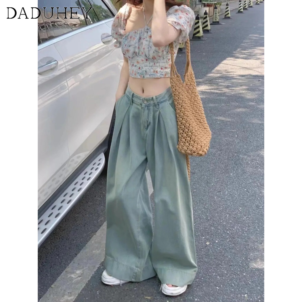 Ảnh DaDuHey New American Ins High Street Hip Hop Jeans Niche High Waist Wide Leg Pants Large Size Trousers 4