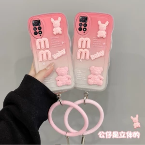 Ốp lưng Redmi Note11 Note 11S Redmi Note11 Pro Vỏ điện thoại cạnh gợn sóng Vỏ dễ thương Búp bê hình ba chiều có vòng đeo tay Vỏ mềm Bảo vệ Camera Full Case GZ