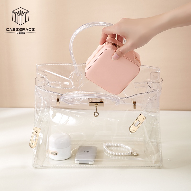 Hộp Đựng Trang Sức Mini Một Tầng Bằng Vải Nhung Sắp Xếp Gọn Gàng Cho Du Lịch