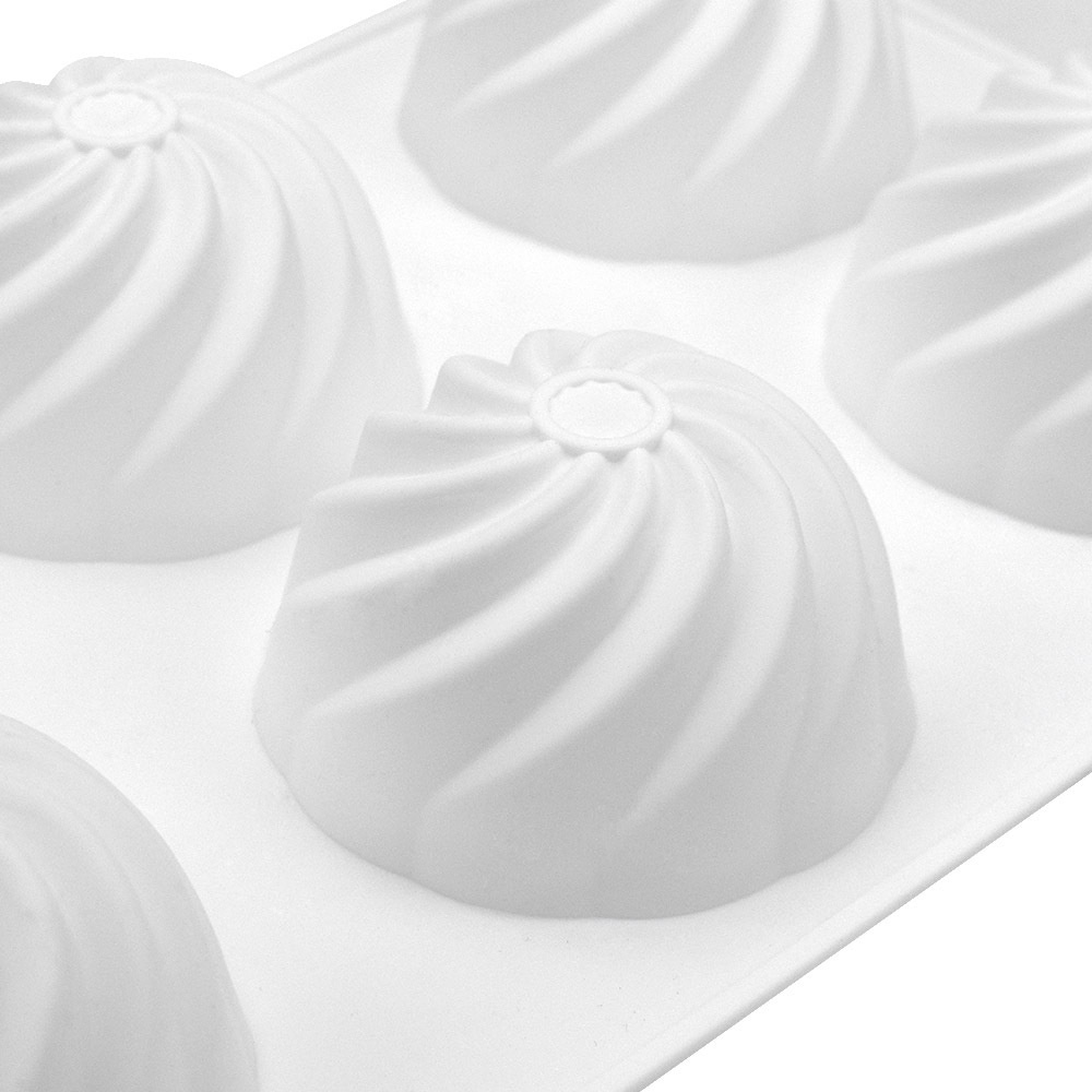 Khuôn silicone 6 Ngăn Tạo Hình Xoắn Ốc Cho Kẹo Đường / Socola / Thạch Rau Câu