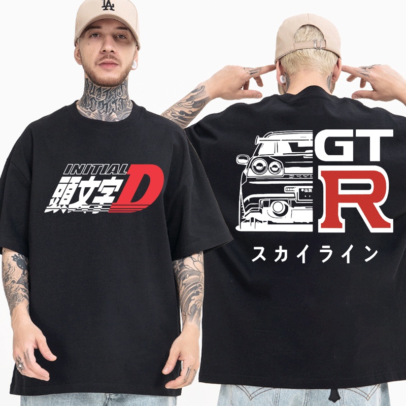 Áo Thun Tay Ngắn Cổ Tròn In Hình Truyện Tranh Nhật Bản Drift AE86 R34 Skyline GTR JDM Cá Tính Cho Nam