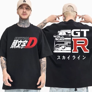 Áo Thun Tay Ngắn Cổ Tròn In Hình Truyện Tranh Nhật Bản Drift AE86 R34 Skyline GTR JDM Cá Tính Cho Nam