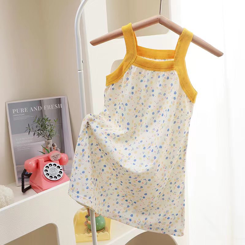 Sản phẩm mới Đầm Sling Bé Gái Mùa Hè Trẻ Em Hoa Băng Lụa Đầm Công Chúa B3GE