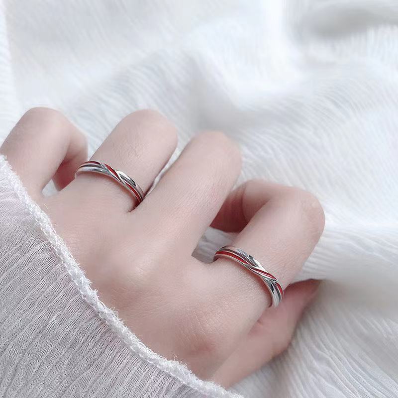 Nhẫn Cặp Đôi Màu Đỏ Sáng Tạo Có Thể Điều Chỉnh Cho Cặp Đôi