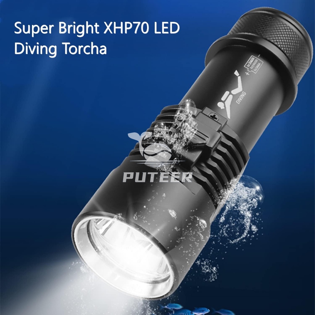Đèn pin lặn chuyên nghiệp LED, chống nước IPX8, dùng cho lặn biển sâu 800m