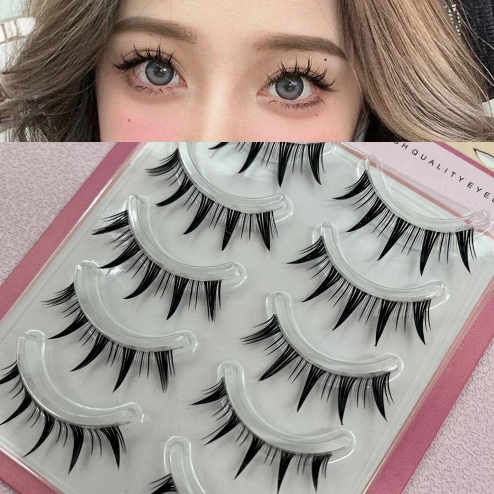 [Vận chuyển nhanh] NATURALHM 5 đôi lông mi giả, Manga Cosplay Nhật Bản ấn tượng Anime Lash, Gói 5 đôi Lông mi giả dày dành cho nữ Cô gái