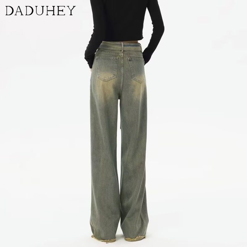 Ảnh DaDuHey New American Ins High Street Retro Jeans Niche Loose High Waist Wide Leg Pants Large Size Trousers 3