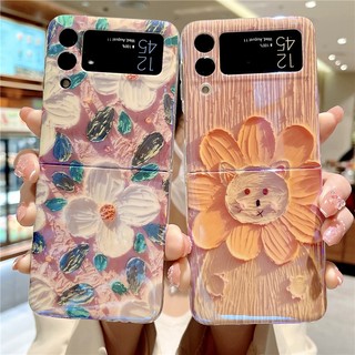 Ốp Điện Thoại Silicon Mềm Họa Tiết Hoa Ánh Xanh Cho Samsung Galaxy Z Flip 4 Z Flip 3 Z Flip 4 3