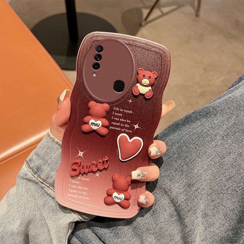 ốp lưng oppo A31 Ốp Điện Thoại tpu Mềm Màu Hồng / Xanh Dương Gradient Hình Gấu 3D Cho OPPO A31 2020 MMX