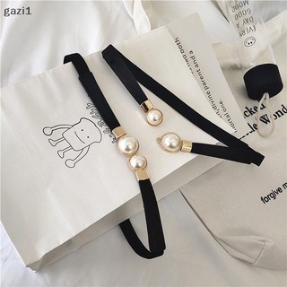 [gazi1] Ngọc Trai Khóa Thắt Lưng Da Đầm Váy Eo Co Giãn Thắt Lưng Nữ Phụ Kiện Boutique
