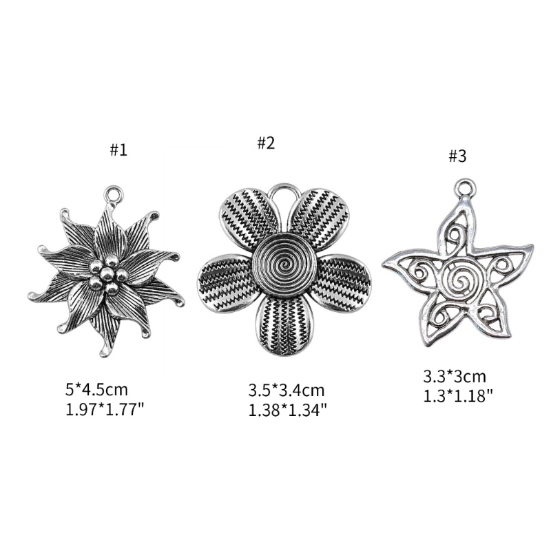 Jenniferab Hoa Rỗng Tua Rua Charm Mặt Dây Cổ Màu Bạc Khắc Hoa Thẻ