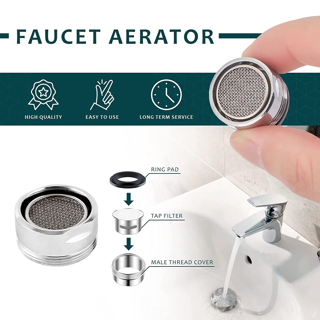 1 Đầu Lọc Vòi Nước 24mm Tiết Kiệm Nước Bằng Đồng Thau Có Đệm Cao Su