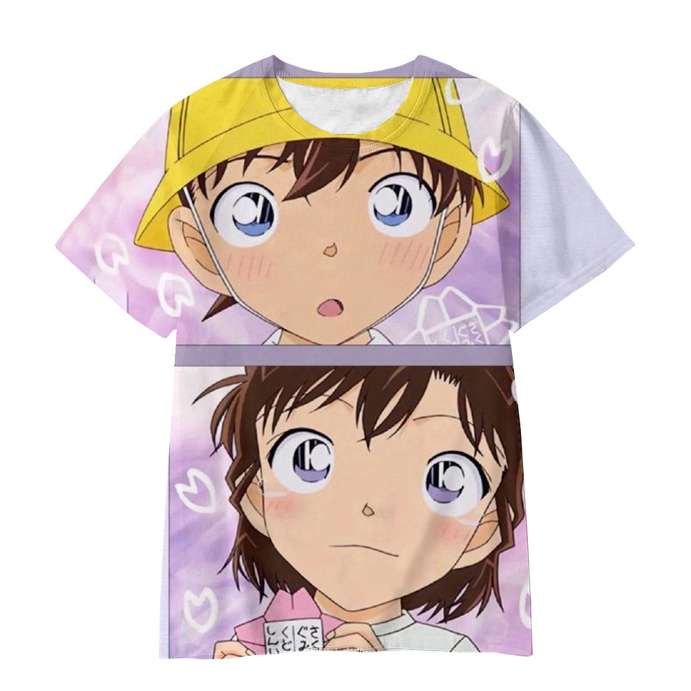 Áo thun unisex anime hình 3D Conan và Haibara Ai - Size đa dạng, chất lượng cao cho mọi ngày