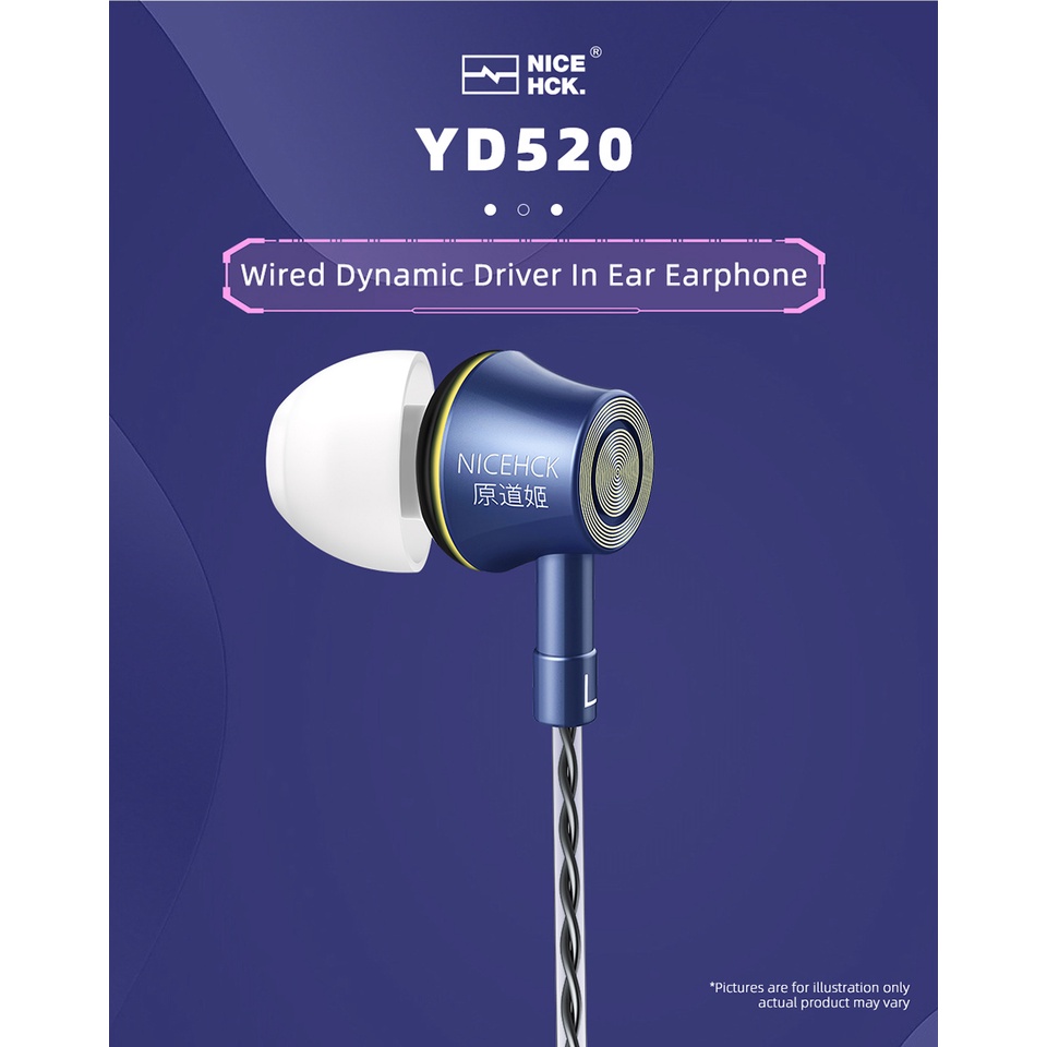 Tai Nghe NiceHCK YD520 Vỏ Hợp Kim Nhôm 10mm Âm Thanh HIFI Sống Động Chất Lượng Cao