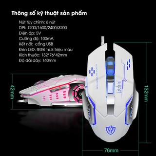 Chuột máy tính Gaming có dây X7 - Led RGB, 6 nút bấm DPI Khủng 3200 Chơi Game Làm Việc Văn Phòng Cực Tiện Dụng