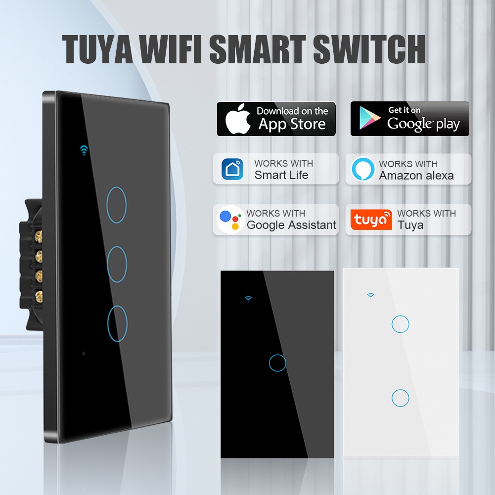 Ảnh Aubess 1/2/3/4 Gang 2.4g Wifi Ứng dụng công tắc cảm ứng thông minh Điều khiển từ xa 1