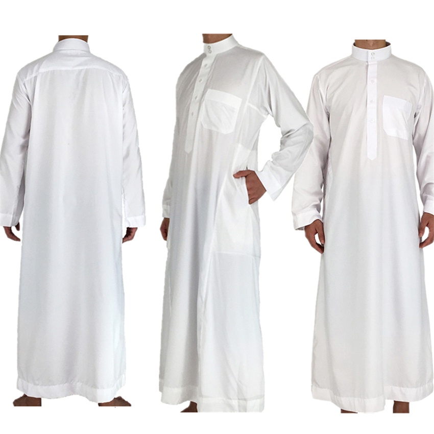 Quần áo nam hồi giáo dài tay màu trắng jubba thobe abaya dubai ả rập