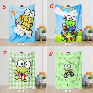 Keroppi Flannel Sanrio Chăn mềm mại hoạt hình, ấm giường, điều hòa, văn phòng