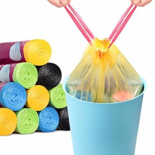 COMBO 5 cuộn túi đựng rác có dây rút Kích thước mỗi túi 45x50cm Chịu lực 10kg 15 cái/ cuộn SUNNY DAY