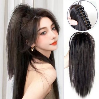 Tóc Giả Búi Kẹp Đuôi Ngựa Thẳng Y2K - Búi Kẹp Cao Phong Cách Hàn Quốc Hamin