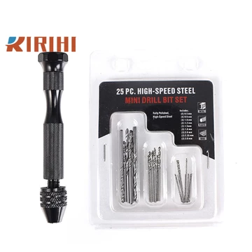RIRIHI Máy khoan cầm tay bằng nhôm siêu nhỏ máy khoan trục vít máy khoan chế biến gỗ công cụ quay máy khoan cầm tay với 48/25 mũi khoan thép tốc độ cao cho gỗ / đồ trang sức / nhựa