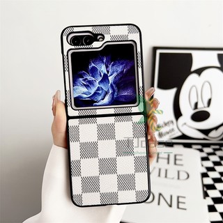 Bao da in hình cổ điển mỏng bao da samsung galaxy z flip 5 z flip 4 z flip 3 matte squares hình hoa vỏ cứng pc