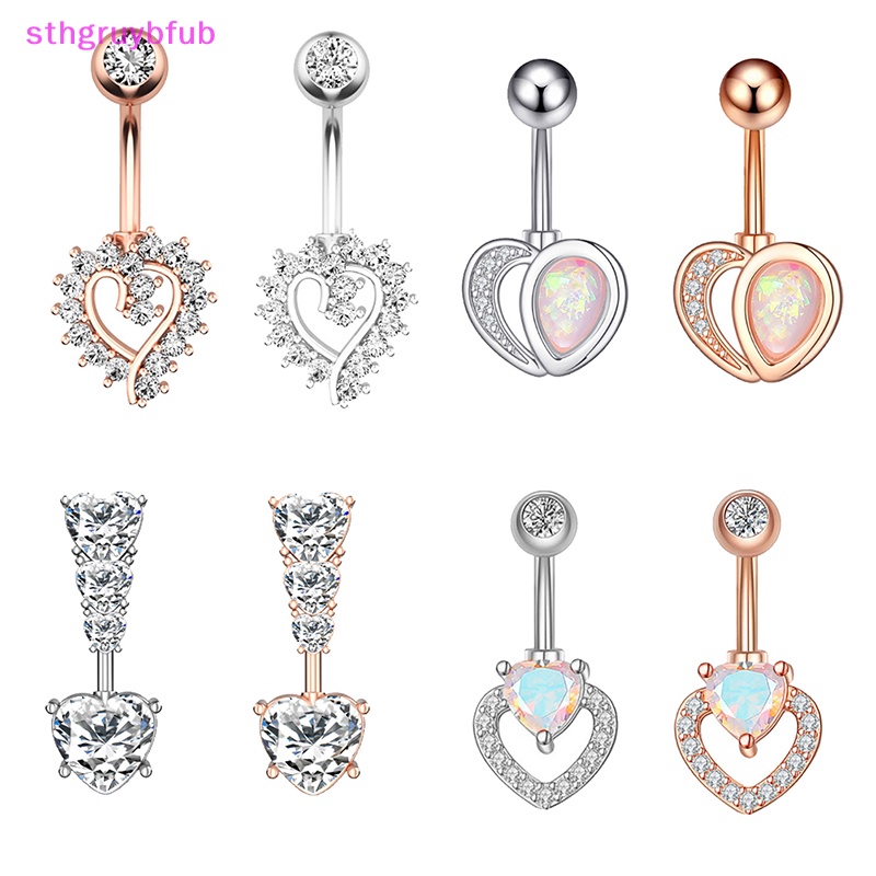 Khuyên Rốn Hình Trái Tim Đính Đá Zircon 14G
