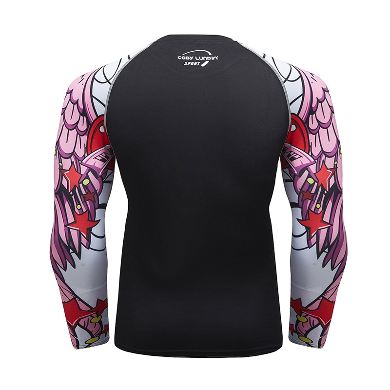 Áo Thun Thể Thao Tay Dài UPF 50 + BJJ Jiu Jitsu Rashguard Phong Cách Punk Cho Nam
