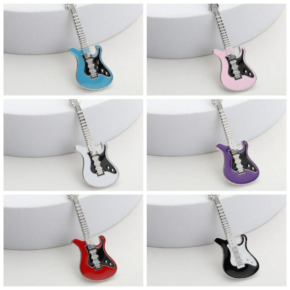 Móc khóa đàn Guitar JSJJING, Mặt dây chuyền túi hợp kim kẽm di động, Trang sức phong cách Hàn Quốc Bass Yếu tố âm nhạc Vòng chìa khóa xe Cặp đôi