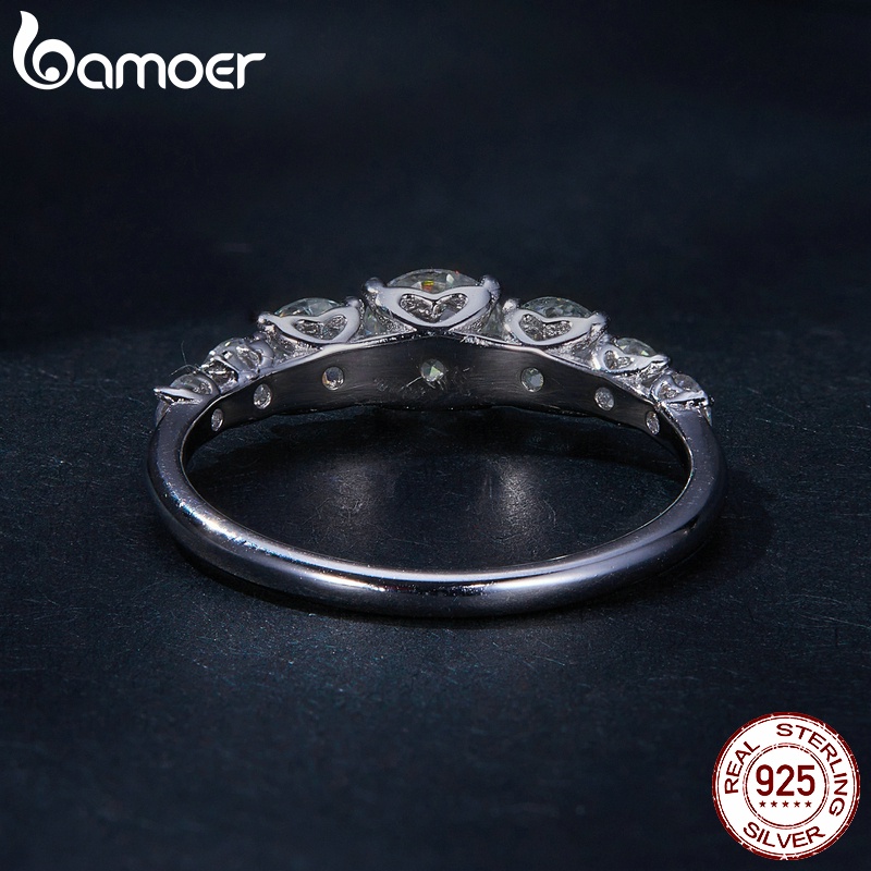 Nhẫn Đeo Tay Bamoer 100% Kim Cương Giả Lấp Lánh 925 Sliver 0.5ct / 0.3ct / 0.1ct MSR037-6