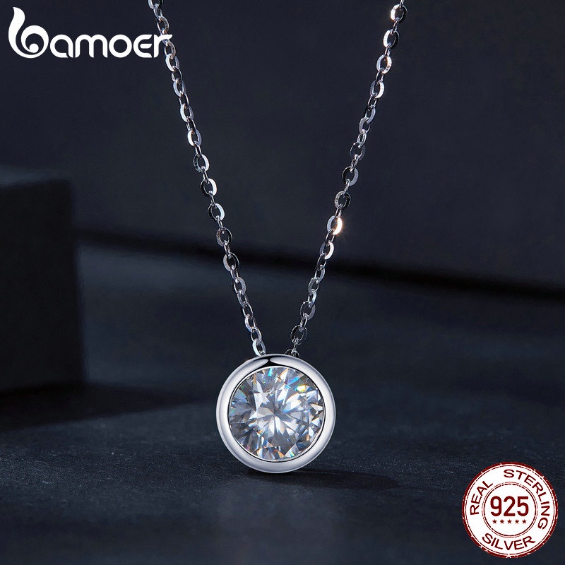 Bamoer Vòng cổ Bạc 925 VVS1 D Màu 1 Carat Moissanite Kiểm Tra 100% Chính Hãng MSN021