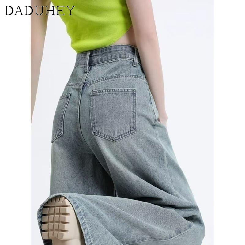 Ảnh DaDuHey New American Ins High Street Stretch Jeans Niche High Waist Loose Wide Leg Pants Large Size Trousers 4