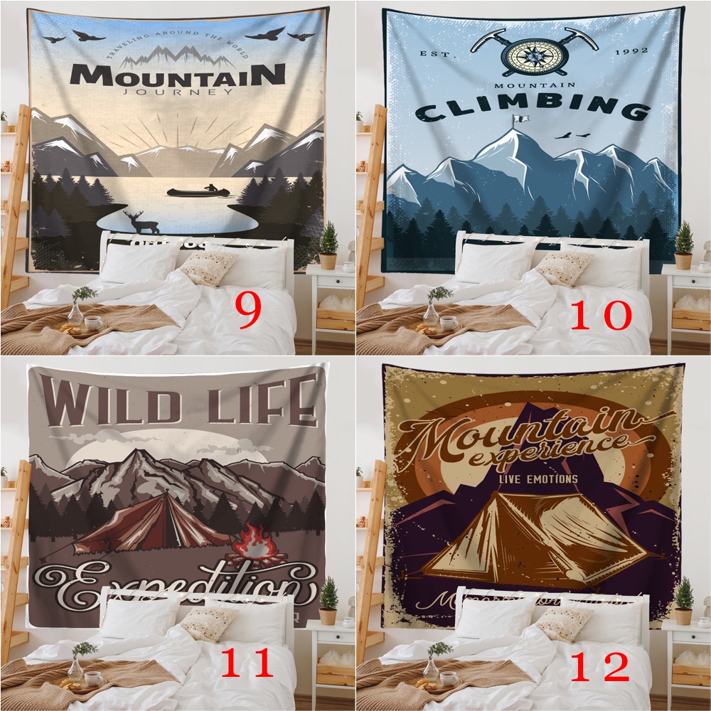 Retro summer camping wall tapestry with clips polyester tapestries phòng ngủ treo tường tấm thảm trang trí phòng quà tặng (có kẹp)