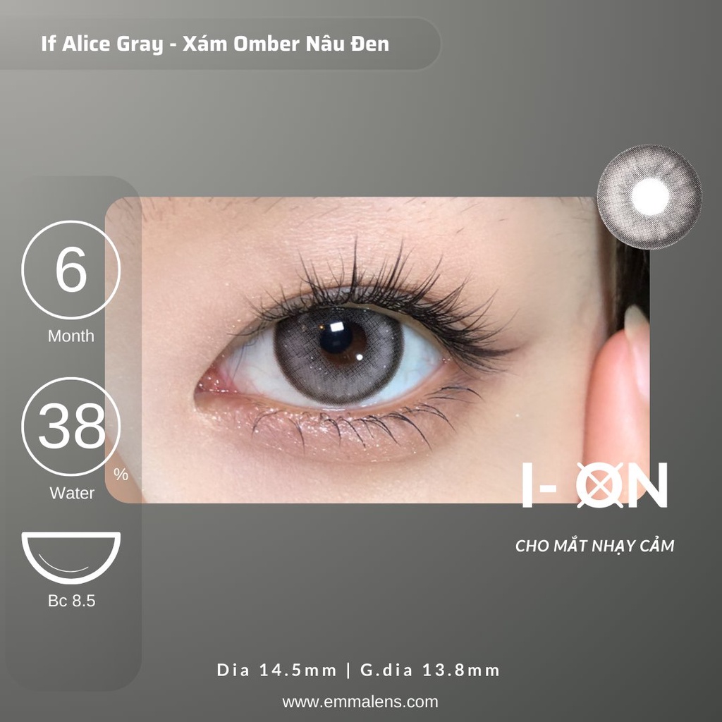Kính áp tròng If Alice Gray | Lens xám khói tây giãn tròng | Emma Lens
